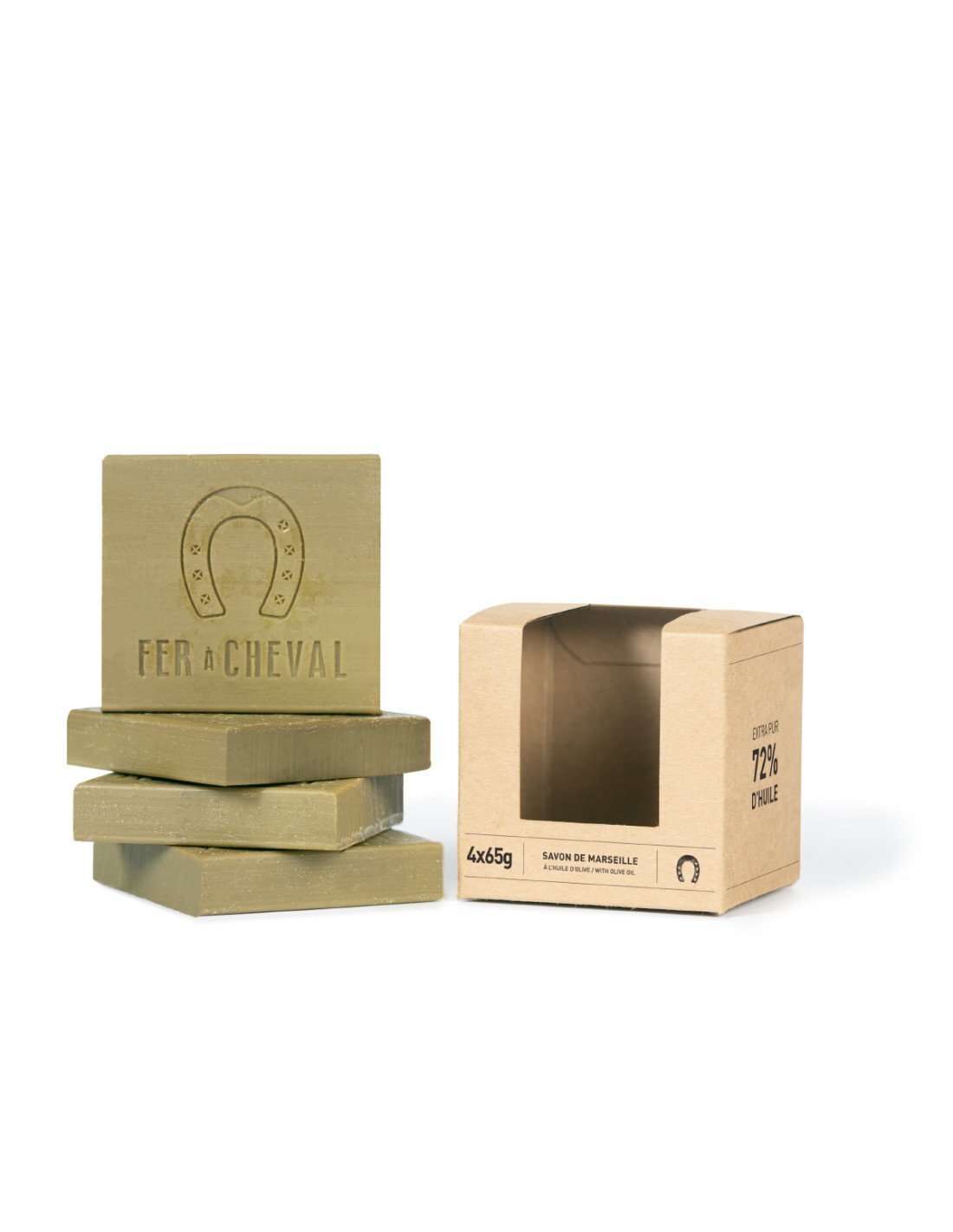 SAVON DE MARSEILLE UNE TRANCHE OLIVE 65 GR  FER A CHEVAL