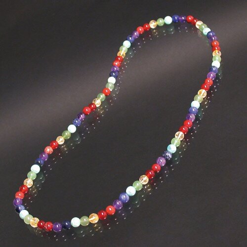 COLLIER 6 MM    7 CHAKRA SUR ELASTIQUE   CCHAKS