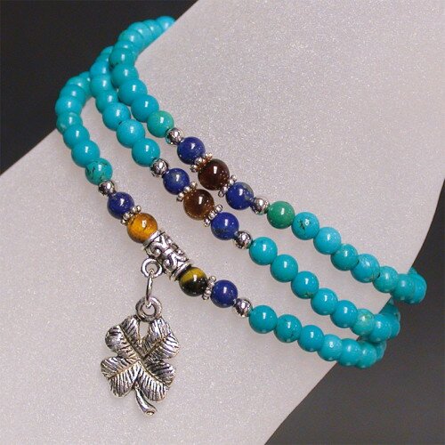 BRACELET 3 RANG  HOWLITE TURQUOISE