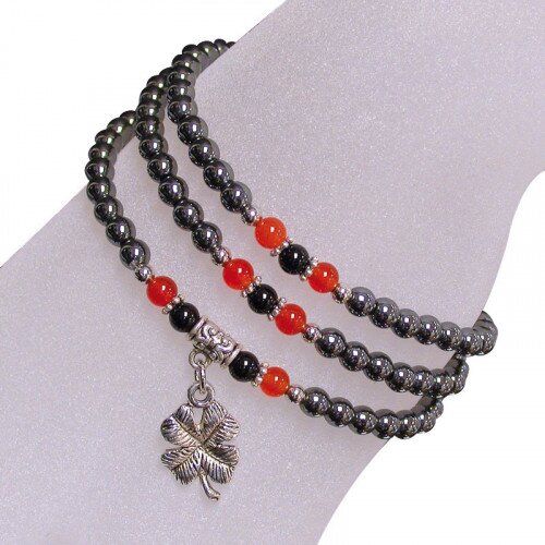 BRACELET 3 RANGS ONYX NOIR